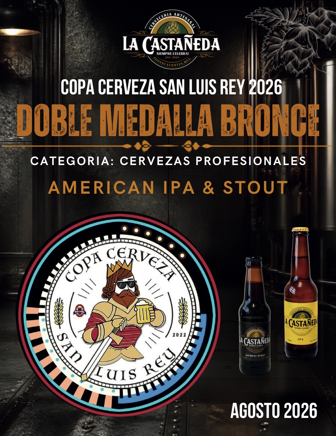Reconocimiento de doble medalla de bronce para La Castañeda en la Copa Cerveza San Luis Rey 2026